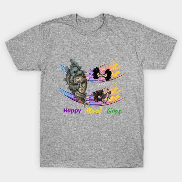 Colorful Mardi Gras Mask T-Shirt by Mony Shop